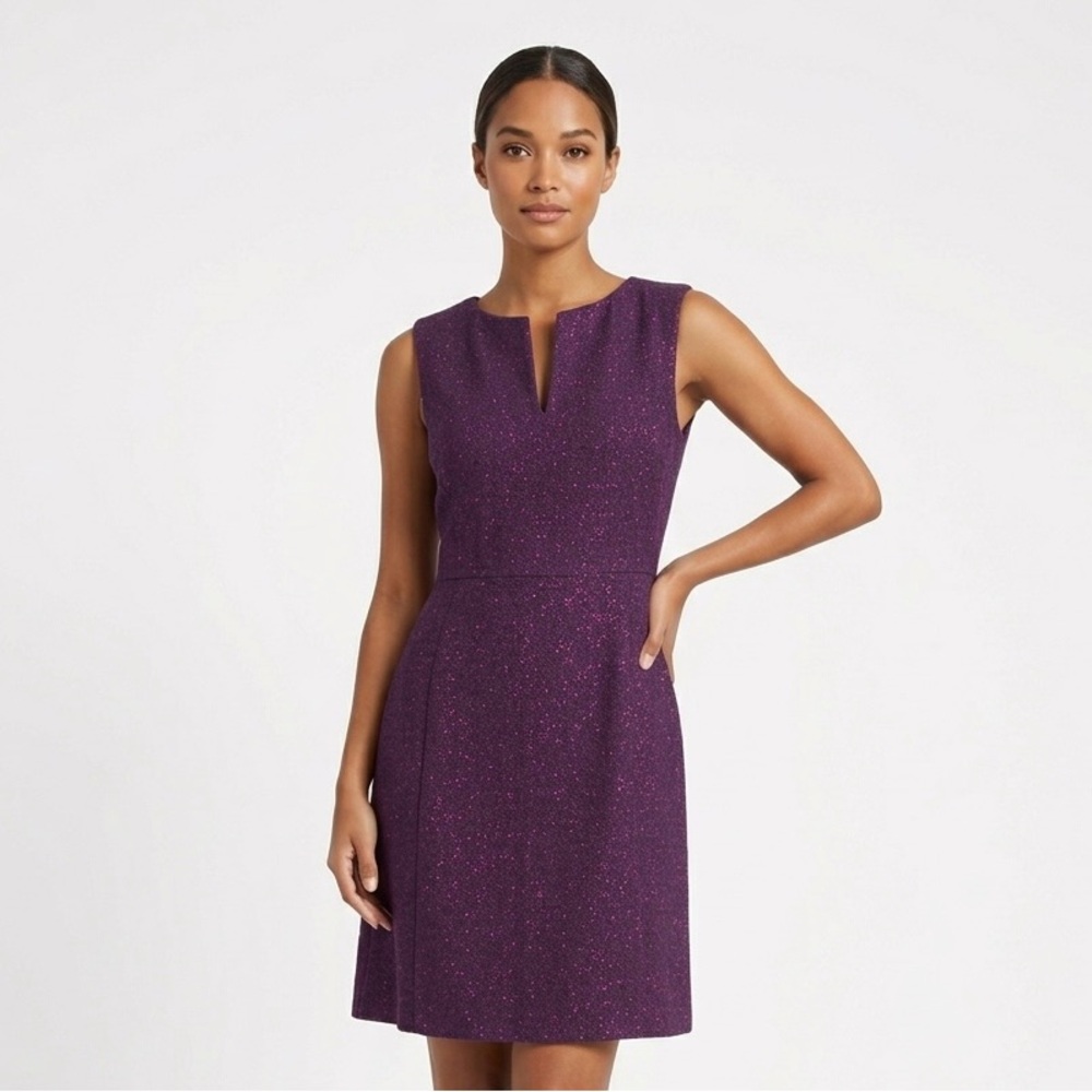 Marc New York by Andrew Marc Burgundy Tweed Textured Sheath Dress - Size 12